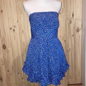 Strapless BCBGeneration blue ruffle detail dress